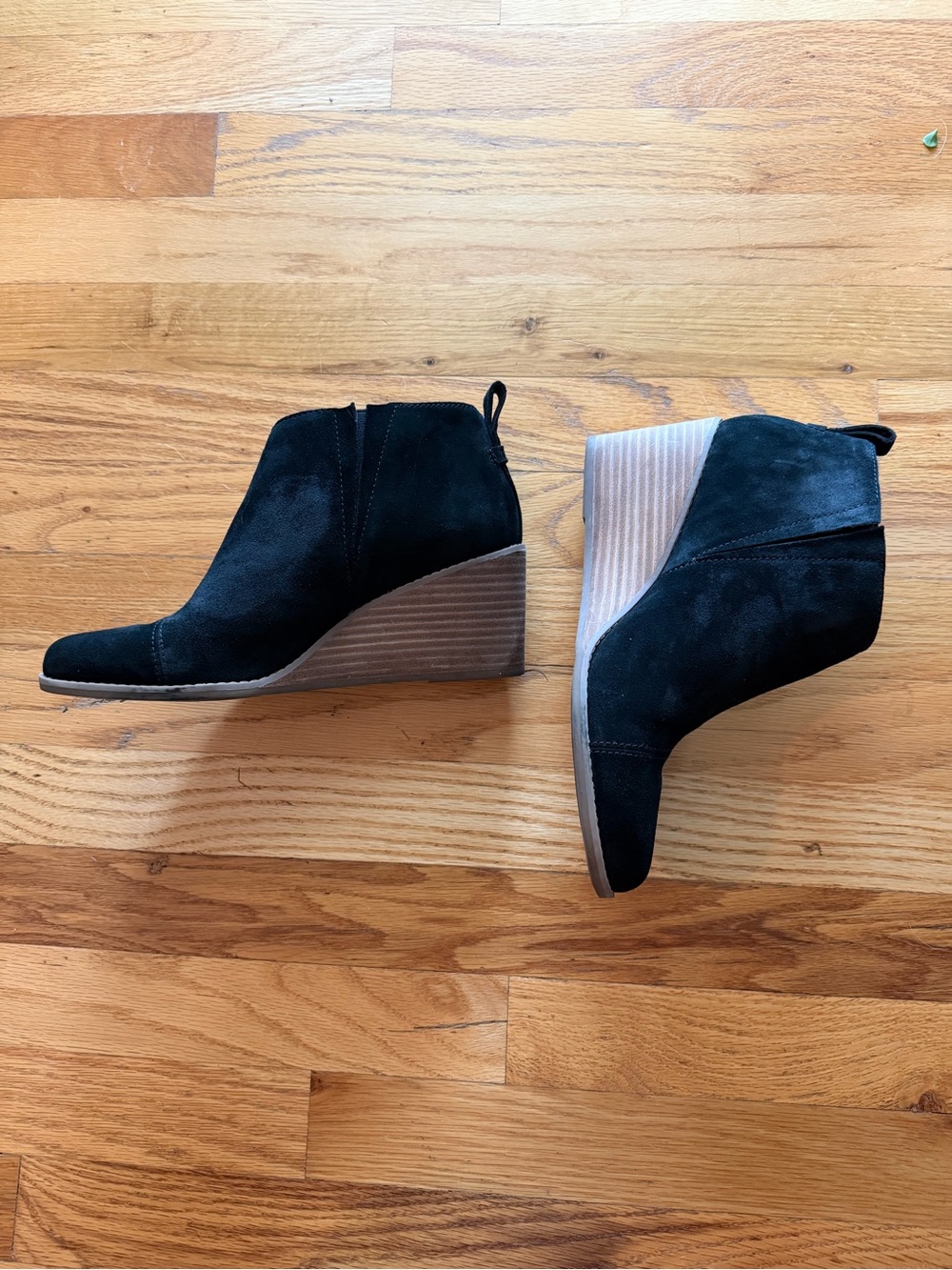 Toms Wear Good Black Suede Wedge Booties